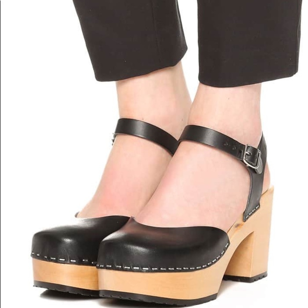 Swedish Hasbeens Krillan Black Platforms 37